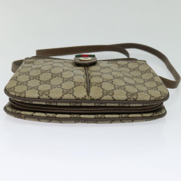GUCCI GG Supreme Web Sherry Line Bag PVC Beige Gold 10 02 037 Auth 119034