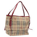 BURBERRY Nova Check Shoulder Bag PVC Beige Gold Auth 119050-1