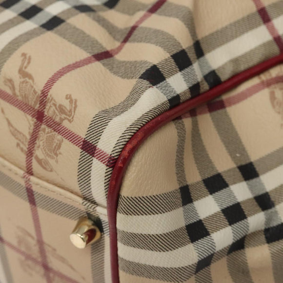 BURBERRY Nova Check Shoulder Bag PVC Beige Gold Auth 119050