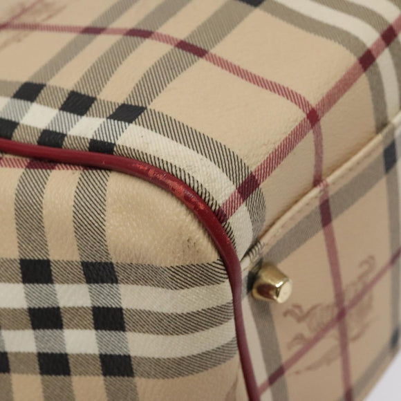 BURBERRY Nova Check Shoulder Bag PVC Beige Gold Auth 119050