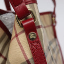 BURBERRY Nova Check Shoulder Bag PVC Beige Gold Auth 119050-10