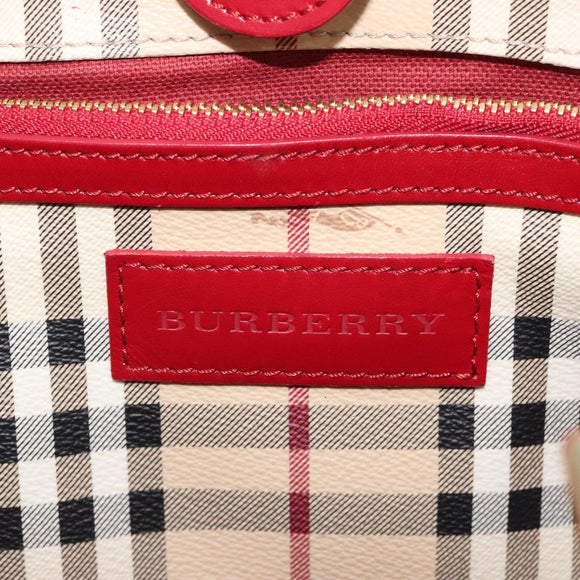 BURBERRY Nova Check Shoulder Bag PVC Beige Gold Auth 119050