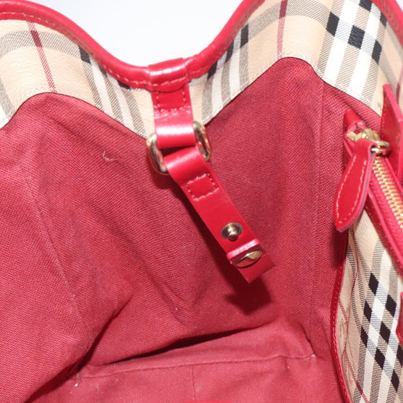 BURBERRY Nova Check Shoulder Bag PVC Beige Gold Auth 119050