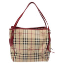 BURBERRY Nova Check Shoulder Bag PVC Beige Gold Auth 119050-13