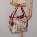 BURBERRY Nova Check Shoulder Bag PVC Beige Gold Auth 119050-21