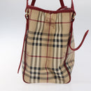 BURBERRY Nova Check Shoulder Bag PVC Beige Gold Auth 119050-3