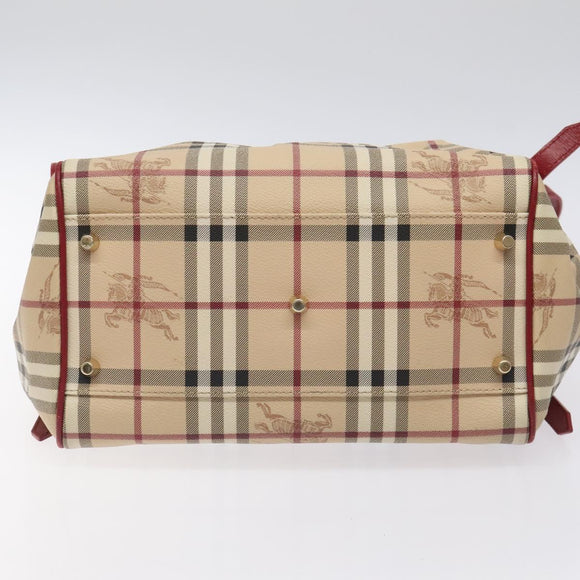 BURBERRY Nova Check Shoulder Bag PVC Beige Gold Auth 119050