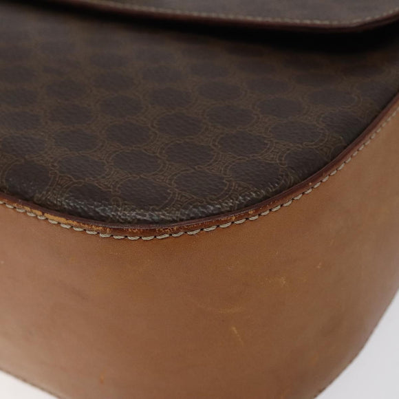 CELINE Macadam Canvas Shoulder Bag PVC Brown Gold Auth 119057