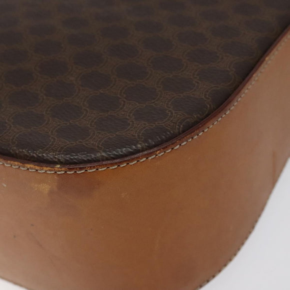 CELINE Macadam Canvas Shoulder Bag PVC Brown Gold Auth 119057