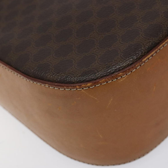 CELINE Macadam Canvas Shoulder Bag PVC Brown Gold Auth 119057