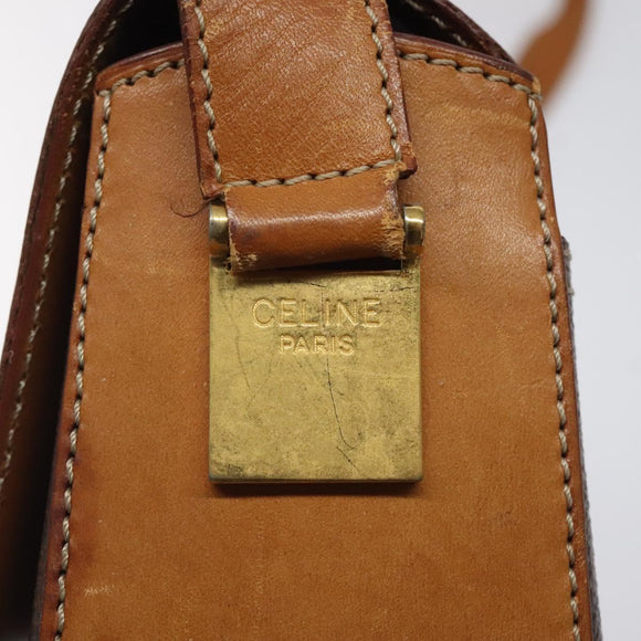 CELINE Macadam Canvas Shoulder Bag PVC Brown Gold Auth 119057
