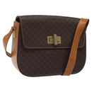 CELINE Macadam Canvas Shoulder Bag PVC Brown Gold Auth 119057-1