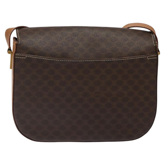 CELINE Macadam Canvas Shoulder Bag PVC Brown Gold Auth 119057