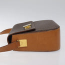 CELINE Macadam Canvas Shoulder Bag PVC Brown Gold Auth 119057-4