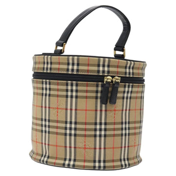 Burberrys Nova Check Vanity Pouch Canvas Beige Gold Auth 119070