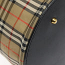 Burberrys Nova Check Vanity Pouch Canvas Beige Gold Auth 119070-15