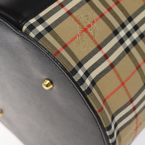 Burberrys Nova Check Vanity Pouch Canvas Beige Gold Auth 119070