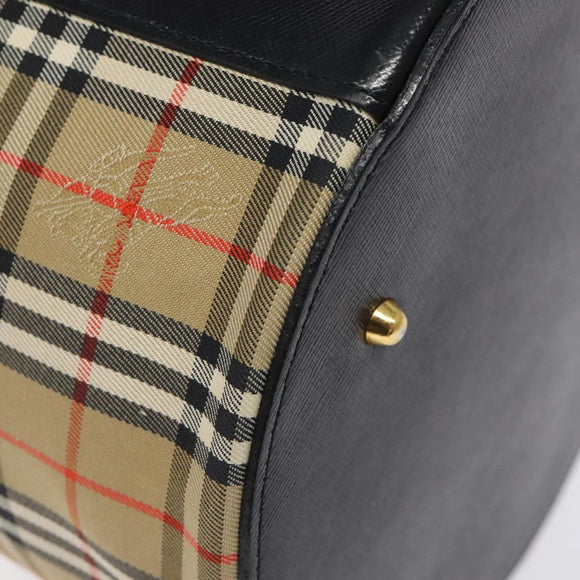 Burberrys Nova Check Vanity Pouch Canvas Beige Gold Auth 119070