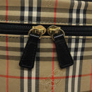 Burberrys Nova Check Vanity Pouch Canvas Beige Gold Auth 119070-10