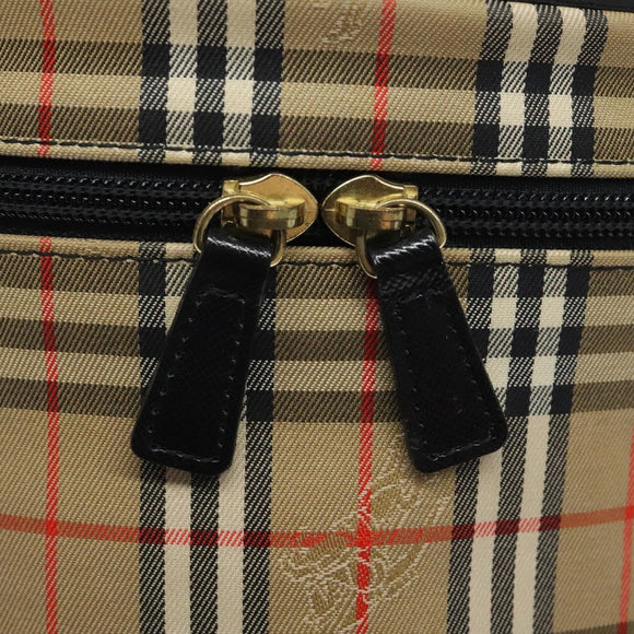 Burberrys Nova Check Vanity Pouch Canvas Beige Gold Auth 119070