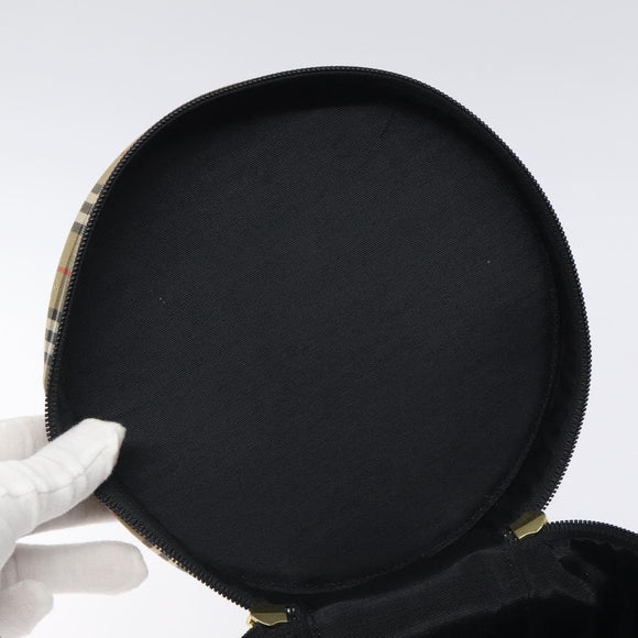 Burberrys Nova Check Vanity Pouch Canvas Beige Gold Auth 119070