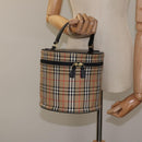 Burberrys Nova Check Vanity Pouch Canvas Beige Gold Auth 119070-20