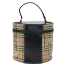 Burberrys Nova Check Vanity Pouch Canvas Beige Gold Auth 119070-2