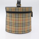 Burberrys Nova Check Vanity Pouch Canvas Beige Gold Auth 119070-3