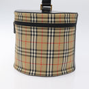 Burberrys Nova Check Vanity Pouch Canvas Beige Gold Auth 119070-4