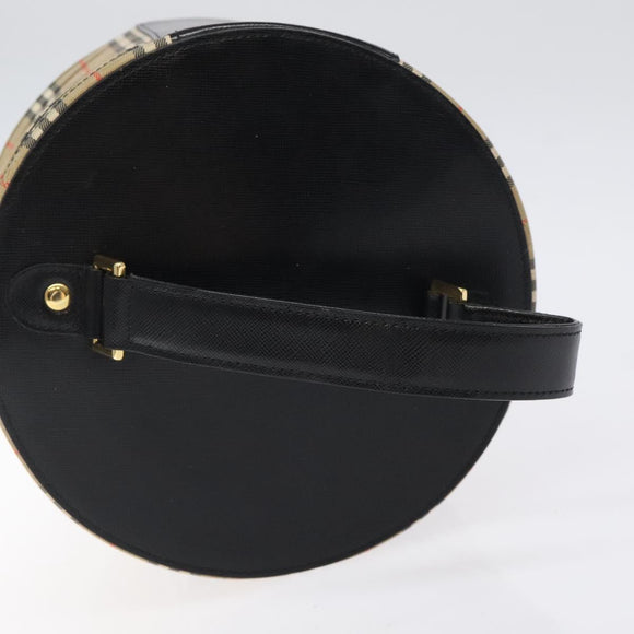 Burberrys Nova Check Vanity Pouch Canvas Beige Gold Auth 119070