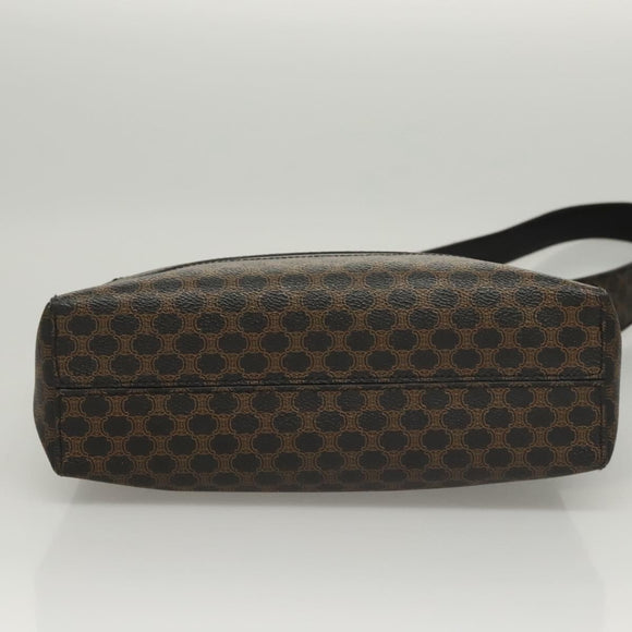 CELINE Macadam Canvas Shoulder Bag PVC Leather Black Gold Auth 119071