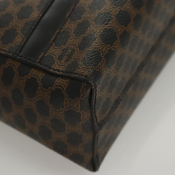 CELINE Macadam Canvas Shoulder Bag PVC Leather Black Gold Auth 119071