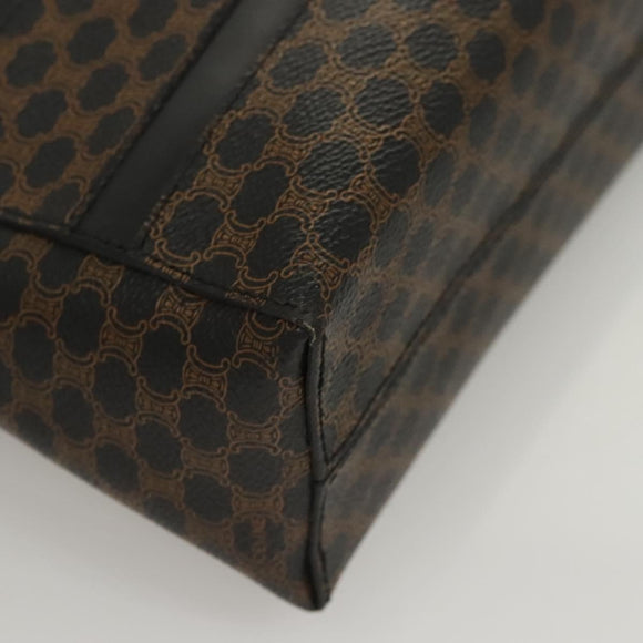 CELINE Macadam Canvas Shoulder Bag PVC Leather Black Gold Auth 119071