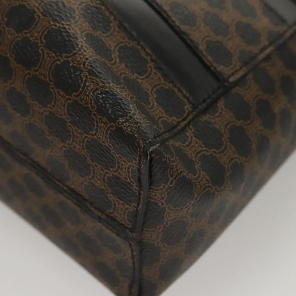 CELINE Macadam Canvas Shoulder Bag PVC Leather Black Gold Auth 119071