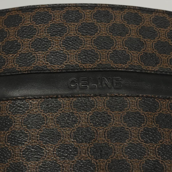CELINE Macadam Canvas Shoulder Bag PVC Leather Black Gold Auth 119071