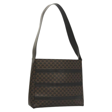 CELINE Macadam Canvas Shoulder Bag PVC Leather Black Gold Auth 119071