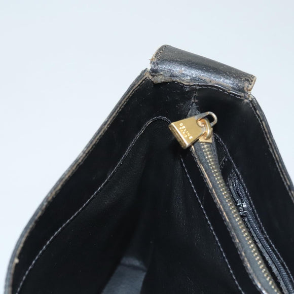 CELINE Macadam Canvas Shoulder Bag PVC Leather Black Gold Auth 119071