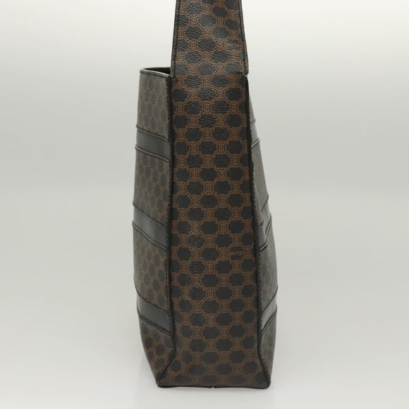 CELINE Macadam Canvas Shoulder Bag PVC Leather Black Gold Auth 119071