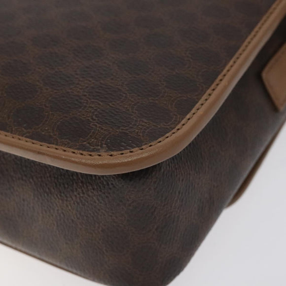 CELINE Macadam Canvas Shoulder Bag PVC Leather Brown Gold Auth 119072