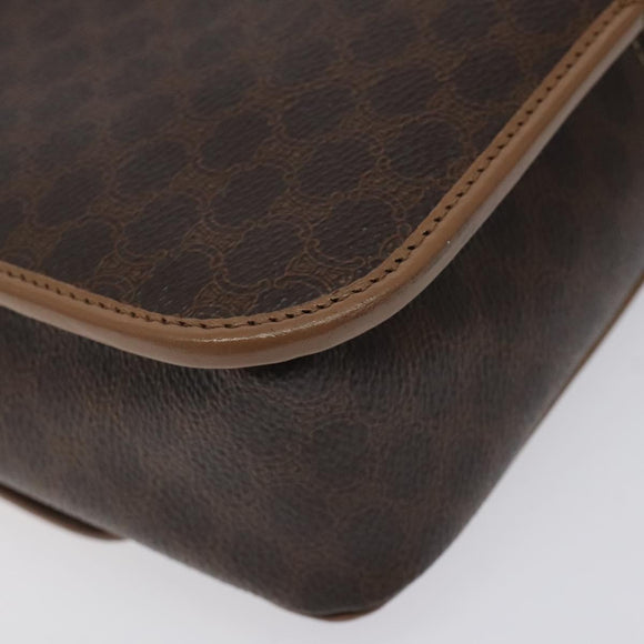 CELINE Macadam Canvas Shoulder Bag PVC Leather Brown Gold Auth 119072