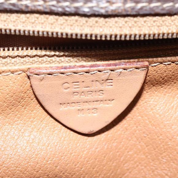 CELINE Macadam Canvas Shoulder Bag PVC Leather Brown Gold Auth 119072