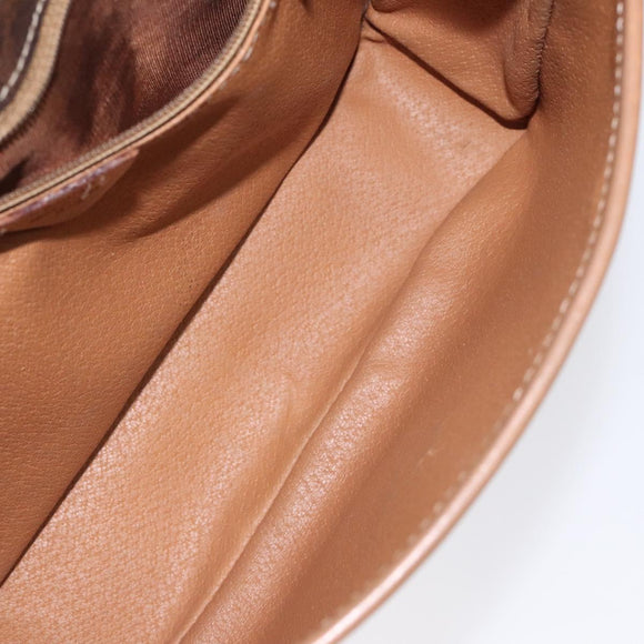 CELINE Macadam Canvas Shoulder Bag PVC Leather Brown Gold Auth 119072