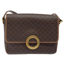 CELINE Macadam Canvas Shoulder Bag PVC Leather Brown Gold Auth 119072-13