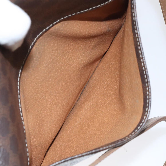 CELINE Macadam Canvas Shoulder Bag PVC Leather Brown Gold Auth 119072