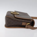 CELINE Macadam Canvas Shoulder Bag PVC Leather Brown Gold Auth 119072-3