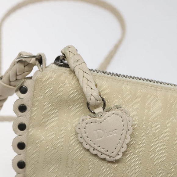 Christian Dior Trotter Canvas Shoulder Bag White Auth 119092