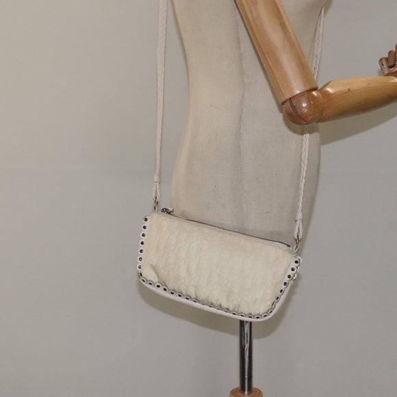 Christian Dior Trotter Canvas Schoudertas Wit Auth 119092A