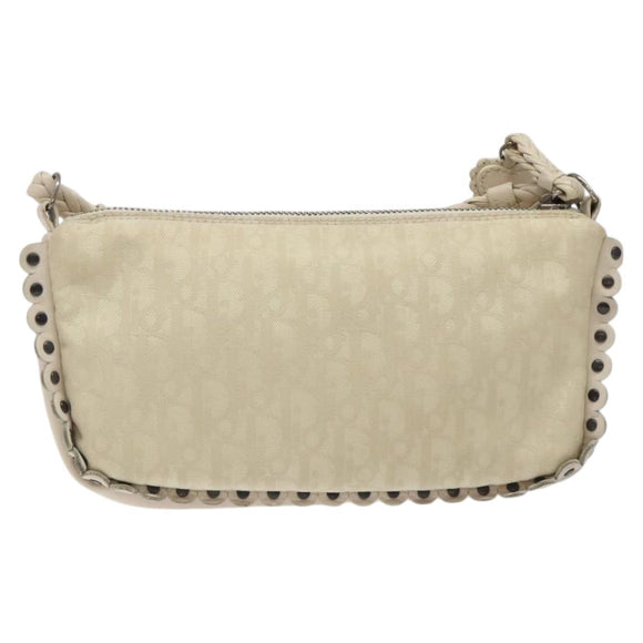 Christian Dior Trotter Canvas Schoudertas Wit Auth 119092A