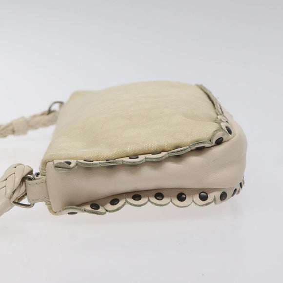 Christian Dior Trotter Canvas Shoulder Bag White Auth 119092