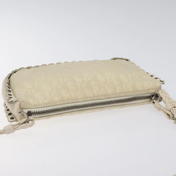 Christian Dior Trotter Canvas Schoudertas Wit Auth 119092A